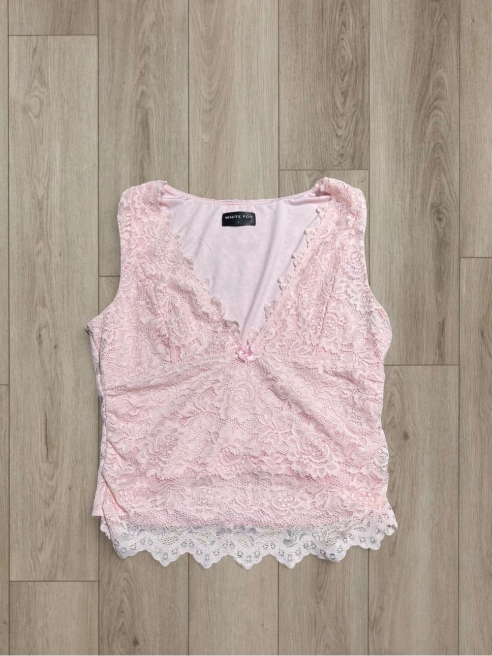 White Fox Boutique Light Pink Lace Tank Top